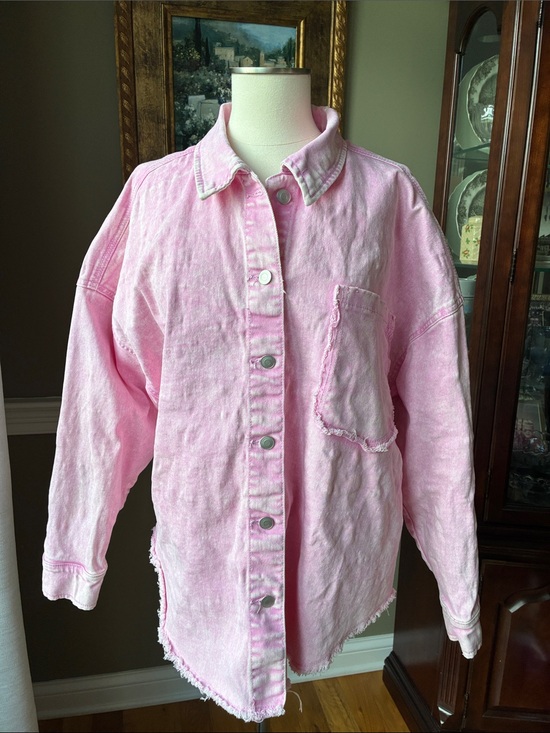 Celebrity Pink Jackets & Blazers - Celebrity Pink Acid Washed Oversized Denim Shacket Size Medium